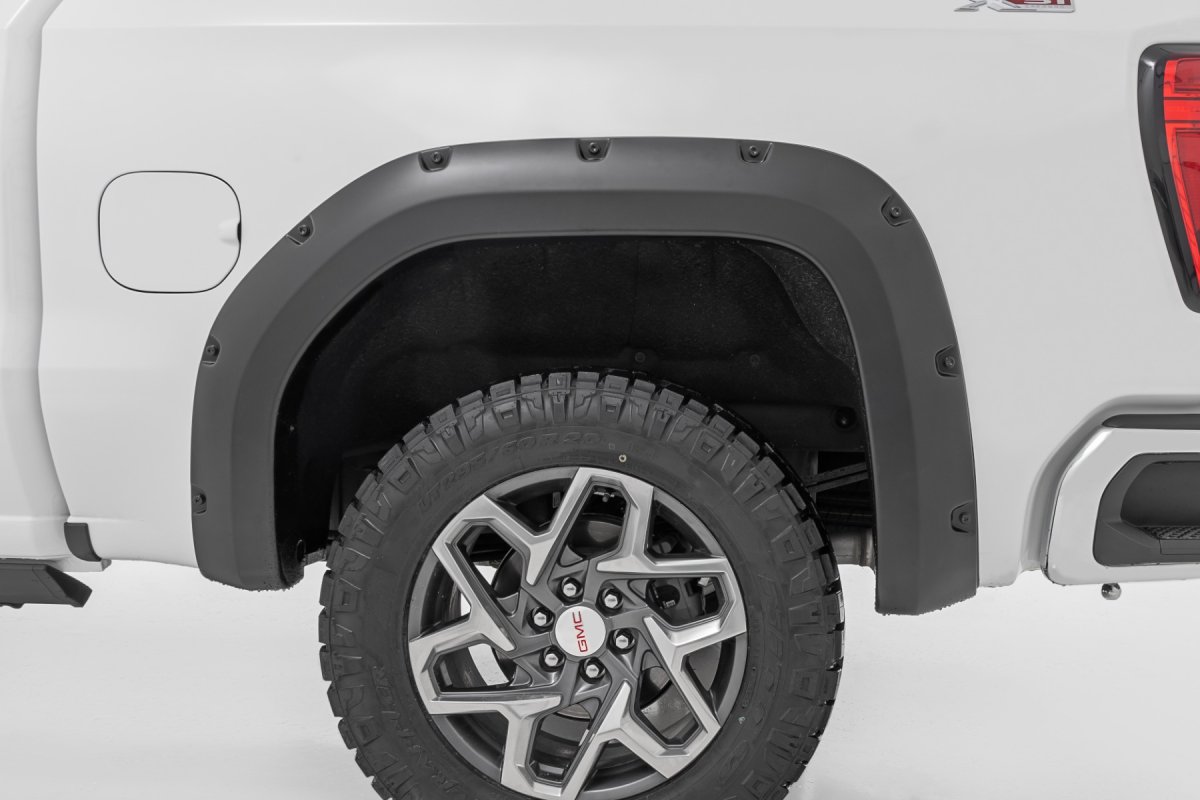 GMC Sierra 1500 Fender Flares - Rough Country - Pocket - Silver Ice Metallic - '19-'24